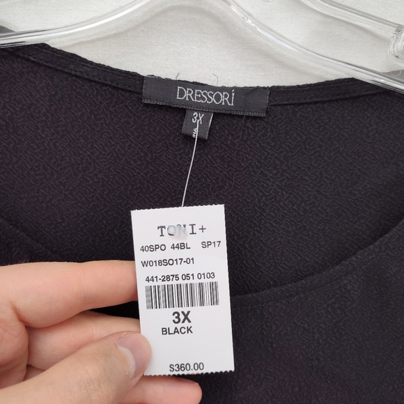 NWT Dressori Toni T Plus Top black silk asymmetric tunic crepe new lagenlook 3X - Picture 5 of 10